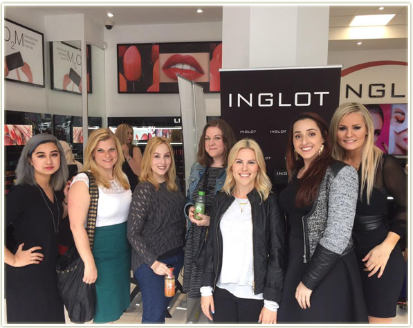 CBB does it up at Inglot! (l-r: Zubie, myself, Shawna, Julie, Megan, Laura and Jordana) Photo courtesy of meganjoy.ca