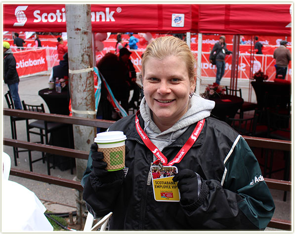 Inside the VIP tent with my coffee!